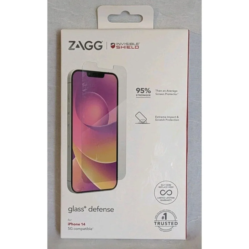 New ZAGG iPhone 14 Screen Protector InvisibleShield Glass+ Defense 5G Compatible